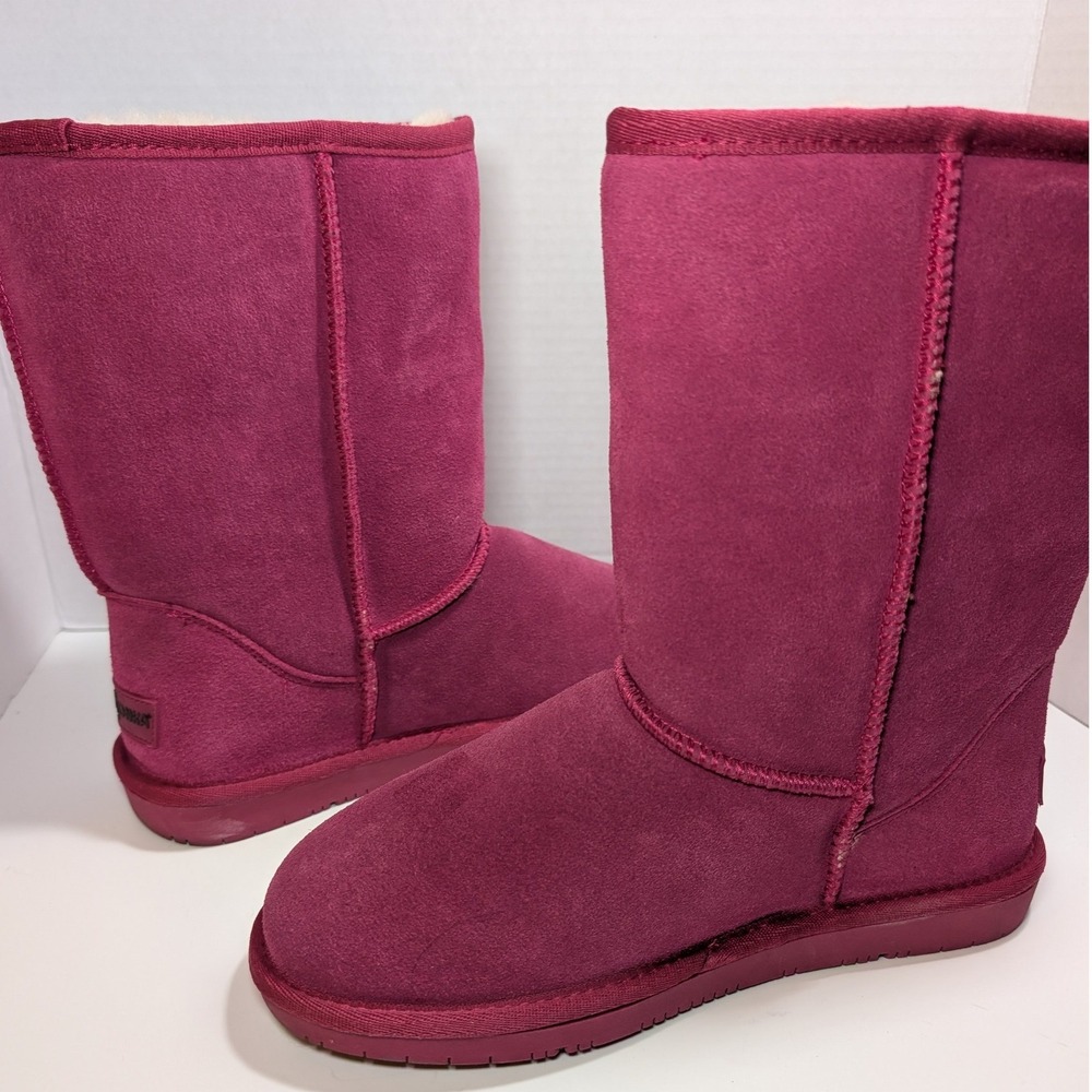 Minnetonka Boot Pink‎ Sheepskin Lining Suede Mid Calf Winter Women 9 Shearling